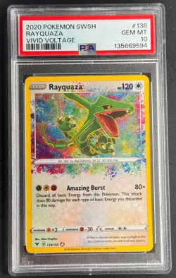 2020 Pokemon SWSH Vivid Voltage #138 Rayquaza Amazing Rare PSA 10 Gem Mint - Image 1