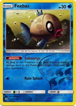 Moderately Played, English - 1 x Pokemon Feebas - 28/70 - Common - Reverse Holo - Image 1
