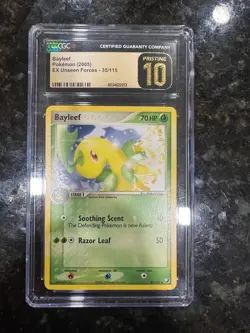 Pokemon CGC Pristine 10 Bayleef EX Unseen Forces 35/115 - Image 1