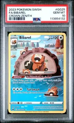PSA 10 GEM MINT #GG25 FA/BIBAREL 2023 POKEMON SWORD AND SHIELD CROWN ZENITH - Image 1