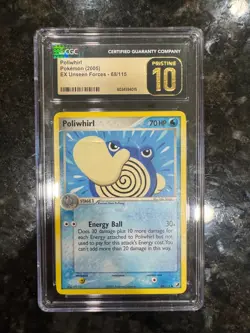 CGC PRISTINE 10 Poliwhirl Pokemon (2005) EX Unseen Forces 68/115 Pokemon TCG - Image 1