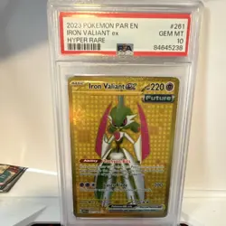 Pokemon Iron Valiant ex Hyper Rare PSA 10 SV04 Paradox Rift 261/182 Holo - Image 1