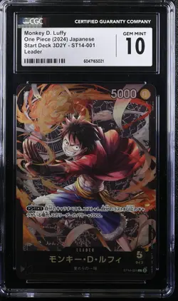 Monkey D Luffy ST14-001 CGC 10 Starter Deck 3D2Y Leader One Piece Card - Image 1