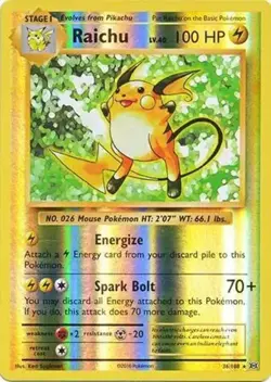 Raichu - 36/108 - Pokemon Evolutions XY Reverse Holo Rare Card NM - Image 1