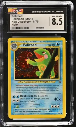 CGC 8.5 Politoed 2001 Neo Discovery 8/75 Holo SWIRL Pokemon Card - Image 1