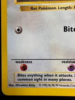 Pokemon TCG: 1999 Rattata 061/102- SHADOWLESS Base Set-Vintage Pokemon Card - Image 4