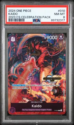 KAIDO P-010 2023 CHAMPIONSHIP CELEBRATION PSA 8 NEAR MINT, 2023 ONE PIECE CARD G - Image 1