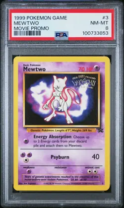 PSA 8 Pokemon TCG 1999 Pokemon Game Movie #3 Mewtwo NM-MT - Image 1