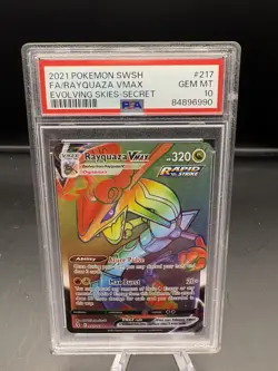 2021 Pokemon SWSH #217 FA/Rayquaza VMAX Evolving Skies - PSA 10 - Image 1