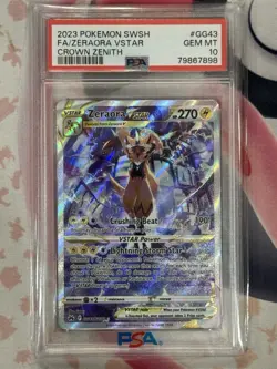 2023 POKEMON SWORD & SHIELD CROWN ZENITH #GG43 FULL ART/ZERAORA VSTAR PSA 10 - Image 3