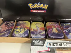 Pokemon TCG: Bundle - Kanto Mini Tin 5-Pack - 3 x Team Rocket Tins - Victini IC - Image 1