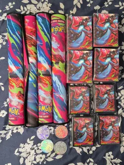 Pokemon Mega Charizard X Ex UPC Playmat, Deck Box, Sleeves, Coin, Dice New - Image 1