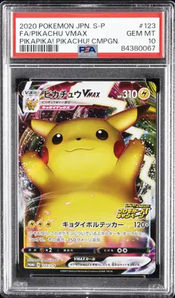 2020 POKEMON JPN S PROMO #123 FULL ART/PIKACHU VMAX PSA 10 - Image 1