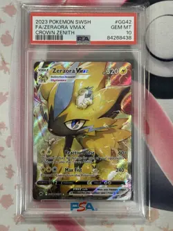 2023 POKEMON SWORD & SHIELD CROWN ZENITH #GG42 FULL ART/ZERAORA VMAX PSA 10 - Image 3