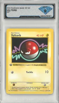 1999 Pokemon Base 1st Ed VOLTORB #67/102 💎 DSG 9 Mint - Image 1