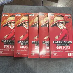 5x ENGLISH One Piece CCG: Carrying On His Will - Sleeved Booster Pack lot OP-13 - Image 1