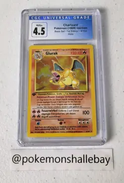 Charizard (Glurak) 1st Edition 4/102 - Base Set *CGC 4.5 - VG/EX* Holo German - Image 1