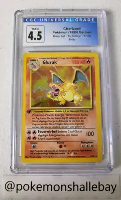 Charizard (Glurak) 1st Edition 4/102 - Base Set *CGC 4.5 - VG/EX* Holo German - Image 3