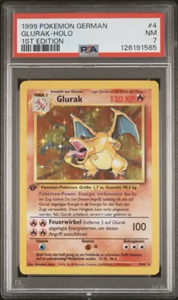 1999 Pokemon GERMAN 1st Edition Base Set Glurak-Charizard Holo 4/102 PSA 7 NM - Image 1