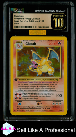 GLURAK POKEMON 4 1999 BASE SET 1.EDITION GERMAN CGC 10 PRISTINE - Image 1