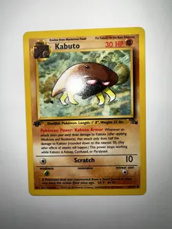 Pokemon TCG Kabuto Fossil 1st Edition Common Card 50/62 - Image 1