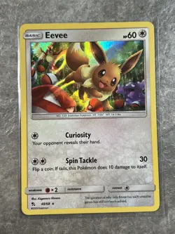 Eevee 48/68 Pokemon TCG Sun Moon Hidden Fates Holo Rare Card (Light Play) 1 - Image 1