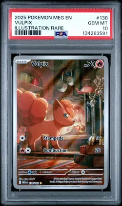 2025 Pokemon MEG EN Illustration Rare Vulpix #138 PSA GEM MINT 10 - Image 1