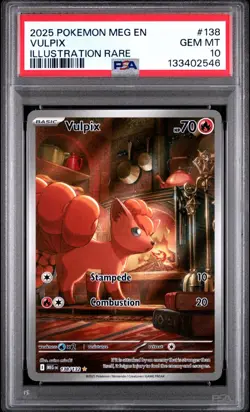 2025 Pokemon Mega Evolution MEG En Vulpix Illustration Rare #138 PSA 10 Gem Mint - Image 1