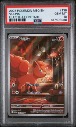 2025 Pokemon Mega Evolution Base #138 Illustration Rare Vulpix PSA 10 Gem Mint - Image 1