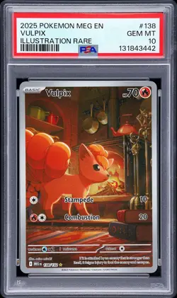 PSA 10 GEM MINT Vulpix 138/132 Mega Evolution ILLUSTRATION RARE Pokemon Card - Image 1