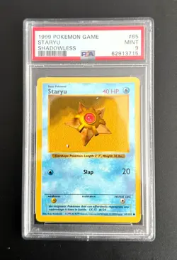 1999 Pokemon Game Base Set Staryu Shadowless #65/102 TCG Trading Card PSA 9 Mint - Image 1