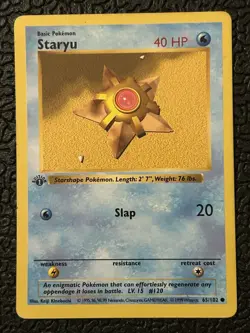 Pokemon Staryu 65/102 1st Edition Shadowless Base Set Card - Image 1
