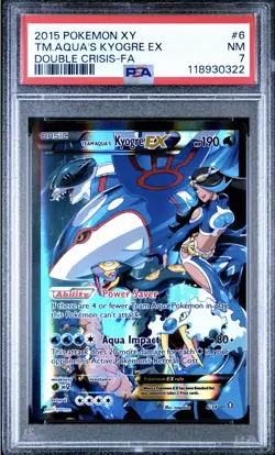 2015 POKEMON XY DOUBLE CRISIS #6 FULL ART/TEAM AQUA'S KYOGRE EX PSA 7 - Image 1