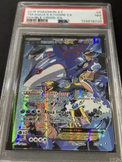 2015 POKEMON XY DOUBLE CRISIS #6 FULL ART/TEAM AQUA'S KYOGRE EX PSA 7 - Image 2