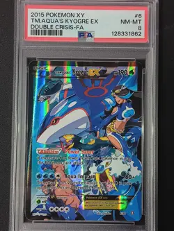 TEAM AQUA'S KYOGRE EX FULL ART 6/34 XY Double Crisis PSA 8 - Image 1
