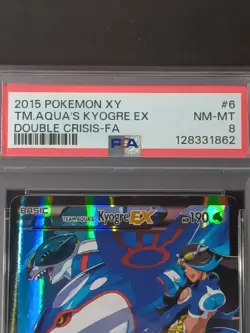 TEAM AQUA'S KYOGRE EX FULL ART 6/34 XY Double Crisis PSA 8 - Image 2
