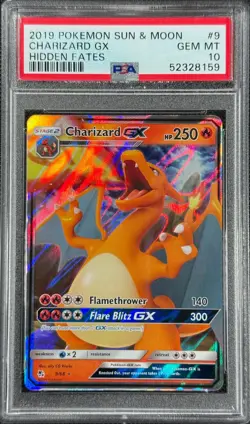 Pokemon Card Charizard Gx 9/68 Holo Hidden Fates PSA 10 - Image 1