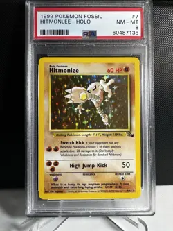 Pokemon! PSA 8 Hitmonlee 7/62 - Unlimited - Fossil - Holo - NM/Mint - Image 1