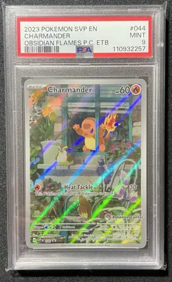 2023 Pokemon SVP EN Charmander Obsidian Flames PC ETB Promo #044 PSA 9 - Image 1