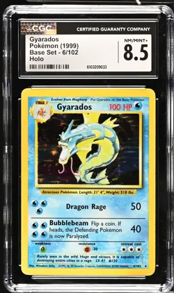 CGC 8.5 Gyarados 6/102 Holo Base Set Pokemon Card - Image 1