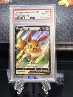 PSA 10 Eevee V 065 Powers Tins SWSH065 BSP Black Star Promo Pokemon Gem Mint - Image 1