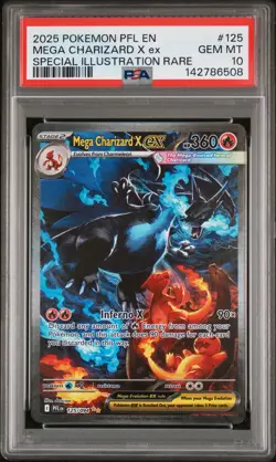 2025 POKEMON PFL EN-PHANTASMAL FLAMES #125 MEGA CHARIZARD X EX PSA 10 - Image 1