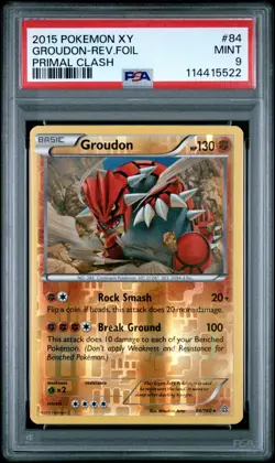 2015 Pokemon XY Primal Clash Groudon Reverse Holo Foil #84 PSA 9 *POP 23, 3 10s - Image 1