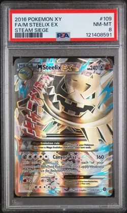 2016 Pokemon Steam Siege #109 M Steelix Ex Full Art FA PSA 8 NM-MT - Image 1