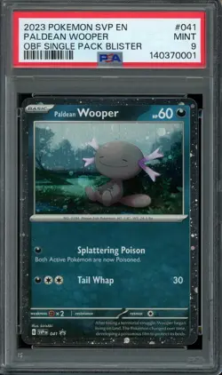 Pokemon Obsidian Flames Single Pack Blister #041 Paldean Wooper Cosmos PSA 9 - Image 1