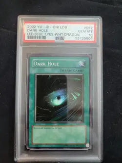 2002 YU-GI-OH! LOB-LEGEND OF BLUE EYES WHITE DRAGON #052 DARK HOLE PSA 10 - Image 1