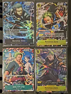 ONE PIECE CCG RORONOA ZORO LOT OF 4 - 2 ALT ART 2 PROMO NM+ - Image 1
