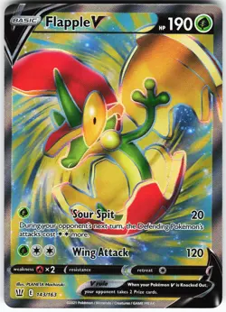 Flapple V (Full Art) 143/163 Pokemon SWSH05: Battle Styles Holo Ultra Rare NM - Image 1
