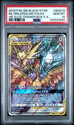 Pokemon Moltres Zapdos Articuno GX Full Art Promo SM210 Hidden Fates PSA 10 MINT - Image 1