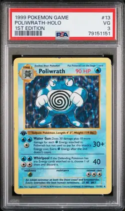 1999 Pokemon TCG Poliwrath Base Set Holo Rare Card 13/102 WOTC 151 First English - Image 1